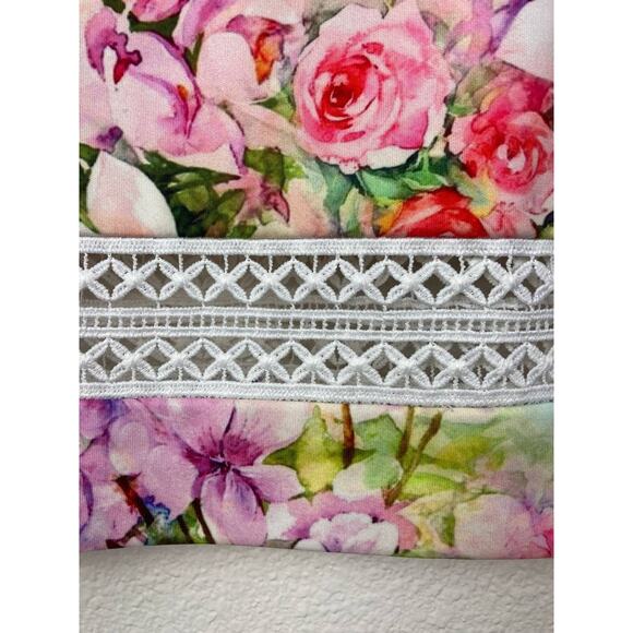 Joseph Ribkoff Floral Pink Dress Sleeveless Knee Length Sheath Eyelet 8 Medium - Picture 5 of 11